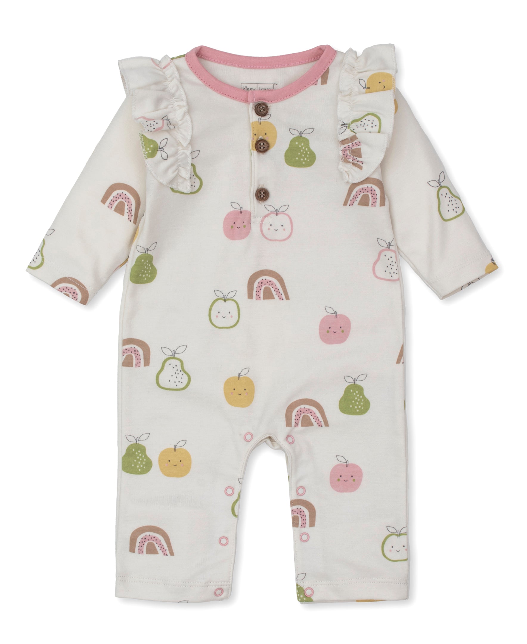 Kissy Love Pears and Rainbows Playsuit (0-3M) - Kissy Kissy